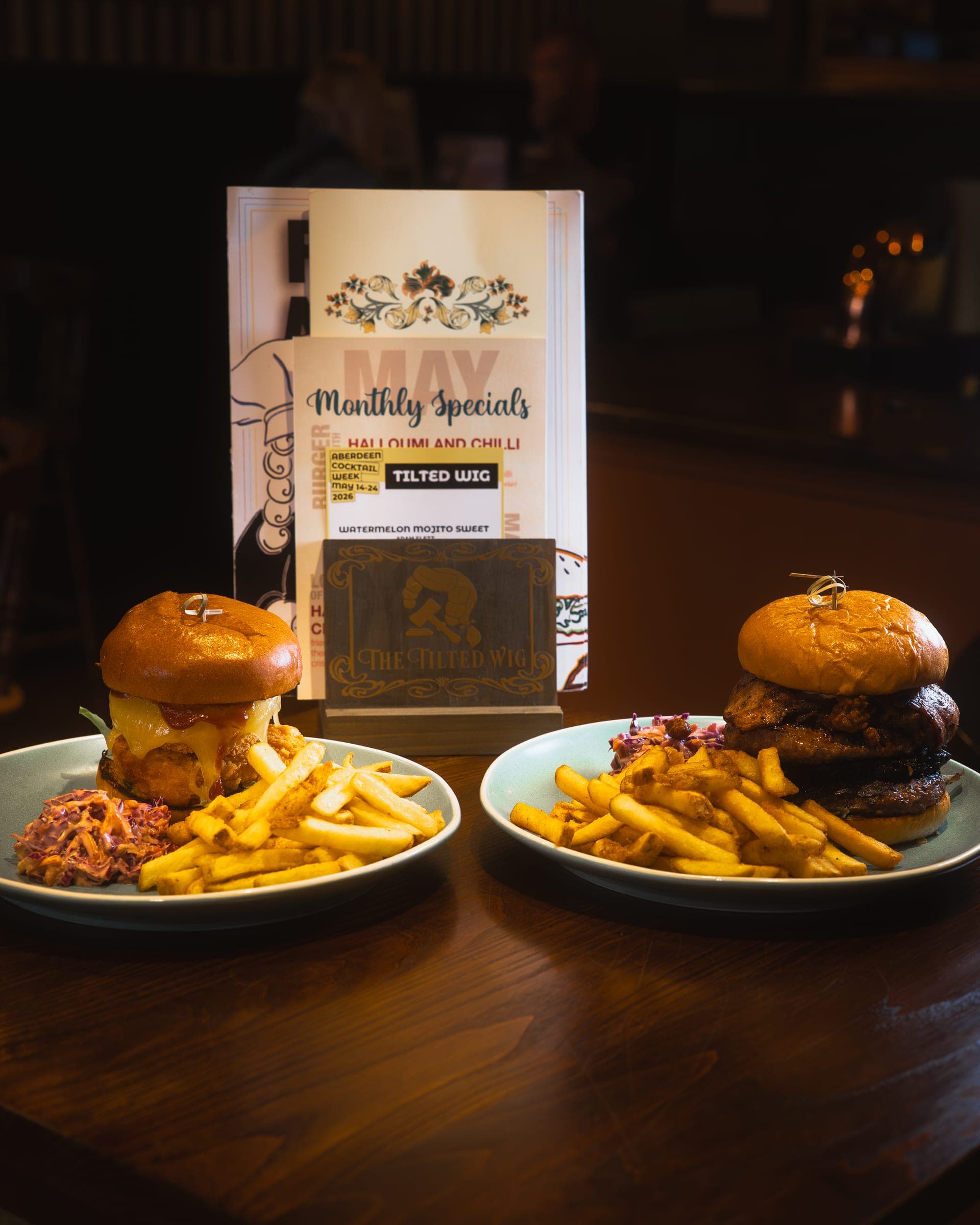 Burgers at The Tilted Wig