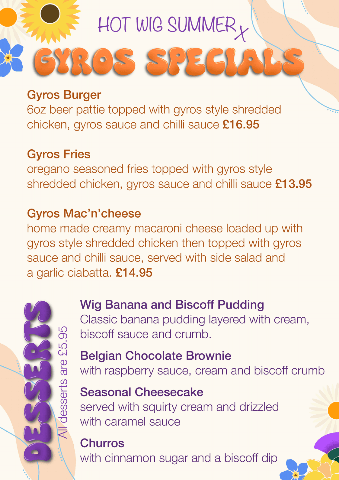 Hot Wig Summer Gyros Specials